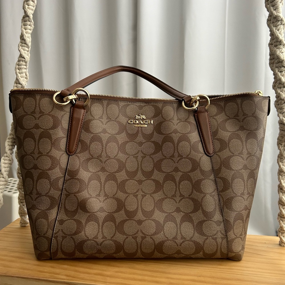 Gorgeous Signature Coach Brown Tote & Removable Organizer Insert!  EUC